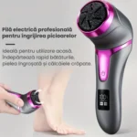 Pilă electrică pentru tălpi și călcâie StfTauc, cu aspirare integrată, 2 viteze și 3 capete, gri - imagine 4