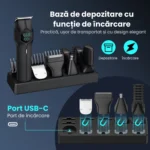 Aparat de tuns electric STF-34, lame din oțel inoxidabil, reîncărcare USB, IPX7 - imagine 8