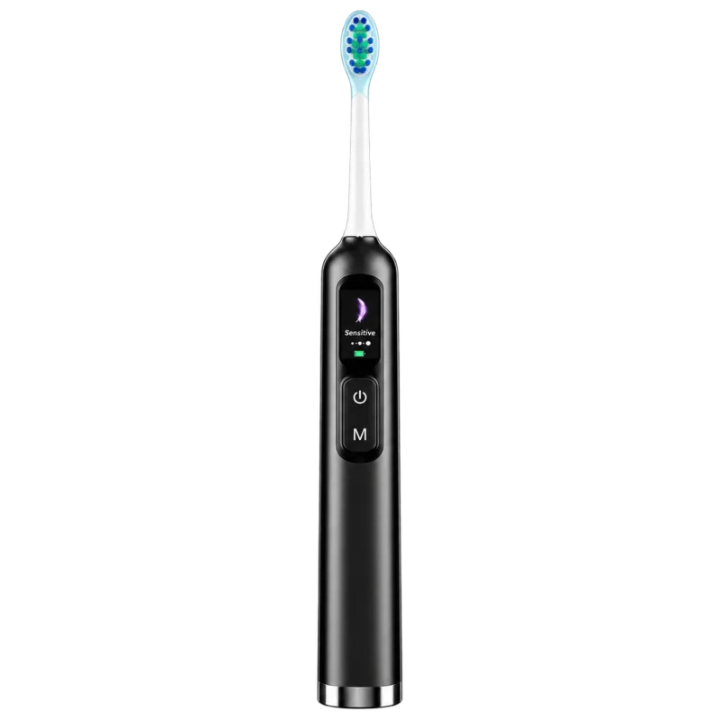 Periuță sonică cu 8 capete StfTauc EA370-2, neagră, 5 moduri, 3 intensități, afișaj LED, USB-C