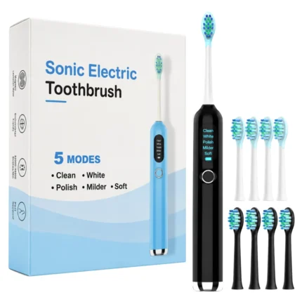 Periuță electrică sonică StfTauc, 8 capete, 5 moduri, afișaj, temporizator 2 minute, USB-C
