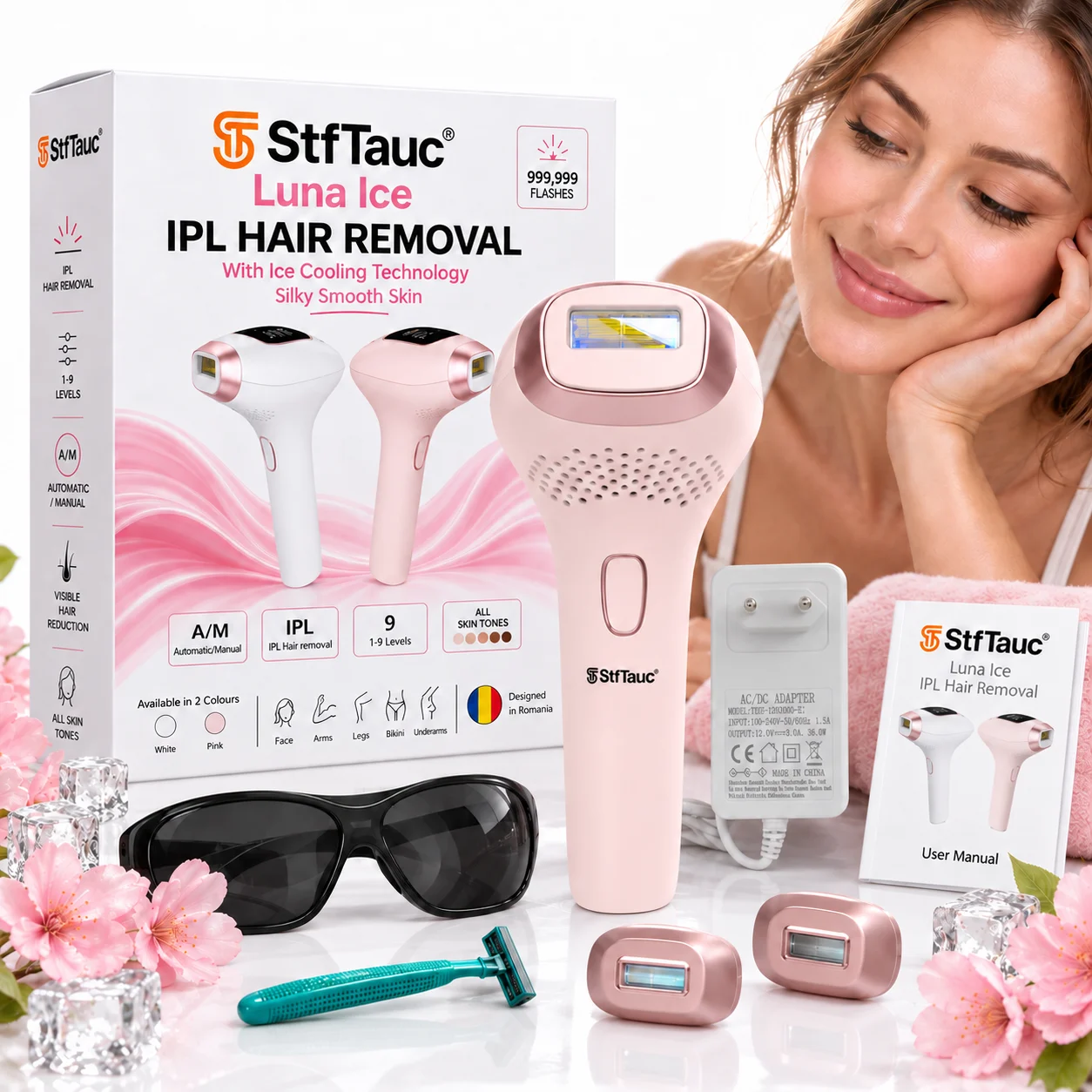 b9evjefgbfwhvhnvpvdw Epilator IPL StfTauc Luna Ice, răcire 4–10 °C și 9 niveluri - imagine 1