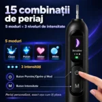 Periuță sonică cu 8 capete StfTauc EA370-2, neagră, 5 moduri, 3 intensități, afișaj LED, USB-C - imagine 5