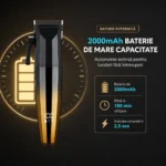 Mașină de tuns cu acumulator StfTauc STF-59, pentru păr și barbă, 6 piepteni, LCD, negru-auriu - imagine 8