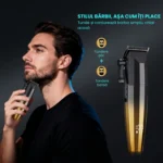 Mașină de tuns cu acumulator StfTauc STF-59, pentru păr și barbă, 6 piepteni, LCD, negru-auriu - imagine 2
