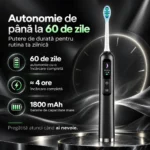 Periuță sonică cu 8 capete StfTauc EA370-2, neagră, 5 moduri, 3 intensități, afișaj LED, USB-C - imagine 7