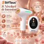 Epilator IPL StfTauc cu 8 niveluri, răcire 4–10 °C, alb-auriu - imagine 15