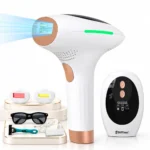 Epilator IPL StfTauc cu 8 niveluri, răcire 4–10 °C, alb-auriu
