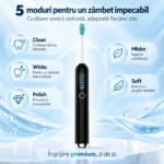 Periuță electrică sonică StfTauc, 8 capete, 5 moduri, afișaj, temporizator 2 minute, USB-C - imagine 7