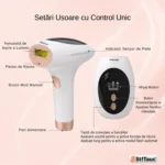 Epilator IPL StfTauc cu 8 niveluri, răcire 4–10 °C, alb-auriu - imagine 5