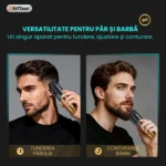 Mașină de tuns cu acumulator StfTauc STF-59, pentru păr și barbă, 6 piepteni, LCD, negru-auriu - imagine 7