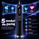 Periuță sonică cu 8 capete StfTauc EA370-2, neagră, 5 moduri, 3 intensități, afișaj LED, USB-C - imagine 12
