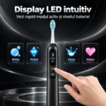 Periuță sonică cu 8 capete StfTauc EA370-2, neagră, 5 moduri, 3 intensități, afișaj LED, USB-C - imagine 14